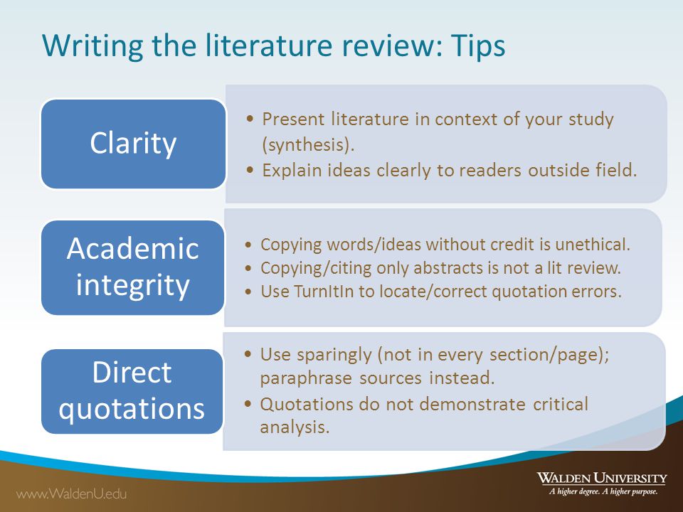 Considerations in Writing a Literature Review